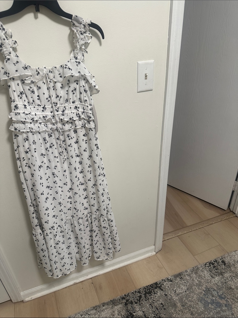 White Floral Ruffle Midi Dress - Lightweight Summer Style